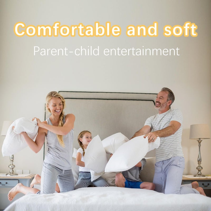 OKBA Throw Pillows Insert Set of 2, with 100% Cotton Cover, Bed and Couch - Indoor Hotel Decorative Pillows, 26x26 in White Pillows Inserts - Image 5